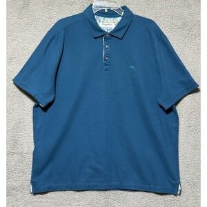 Tommy Bahama Polo Shirt Mens XL Blue IslandZone Performance Marlin Golf Preppy